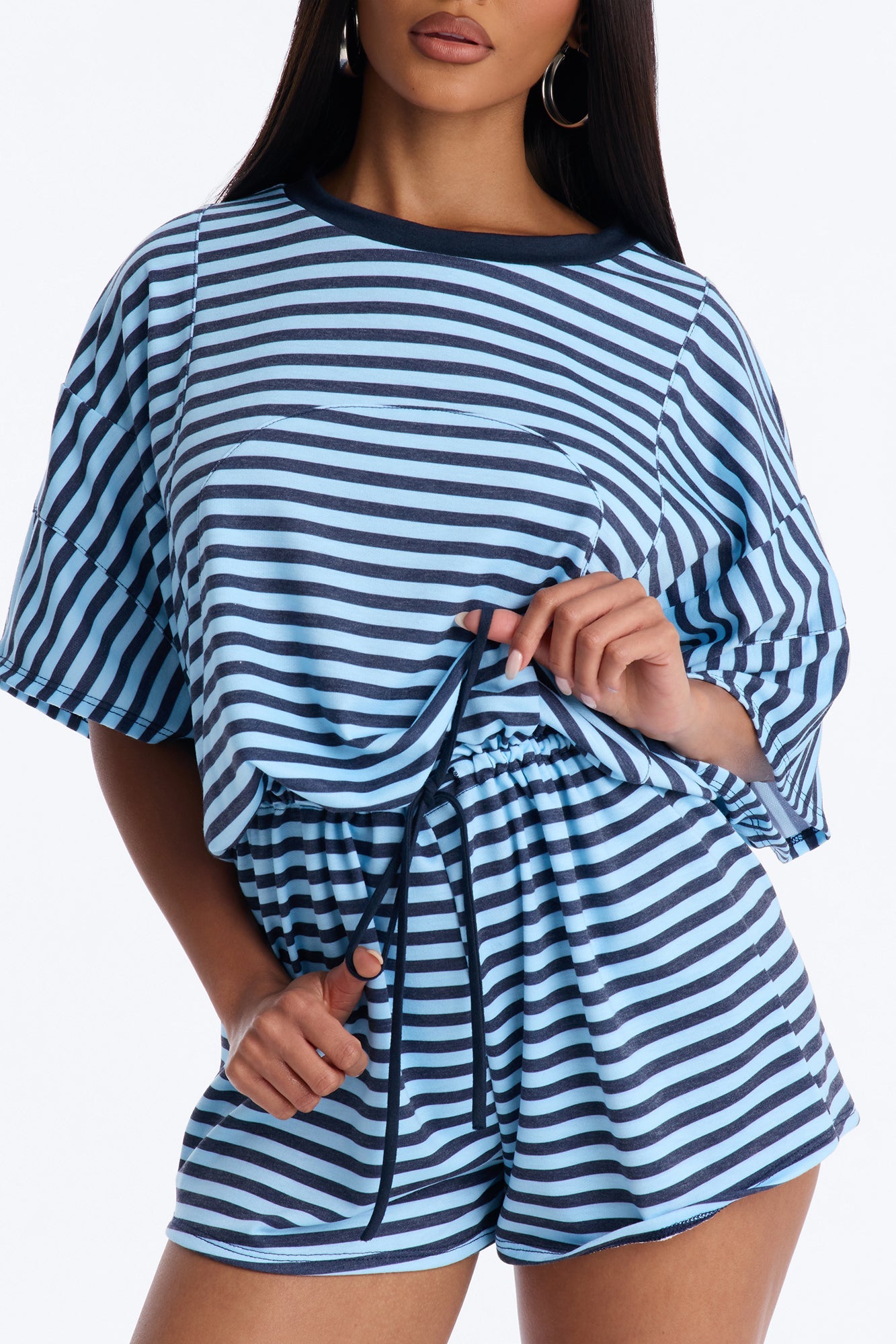 Read Between The Lines French Terry Romper - Blue